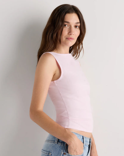 Stretch Cotton Jersey Boat Neck Tank - XS / Heather Grey