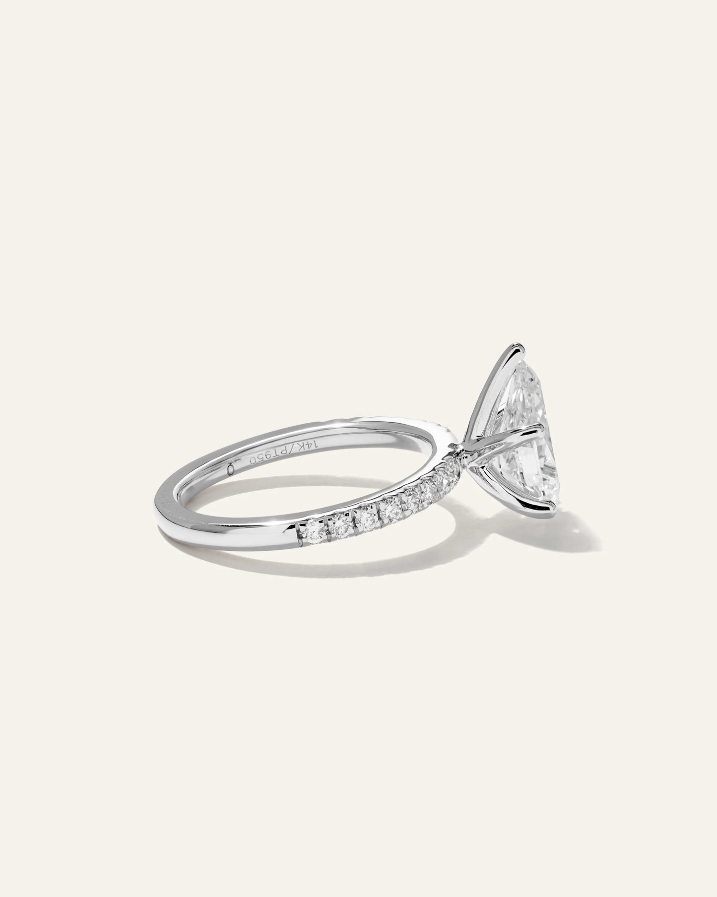 Lab Grown Diamond Pear Petite Pave Engagement Ring - 2ct - 4 / Yellow Gold