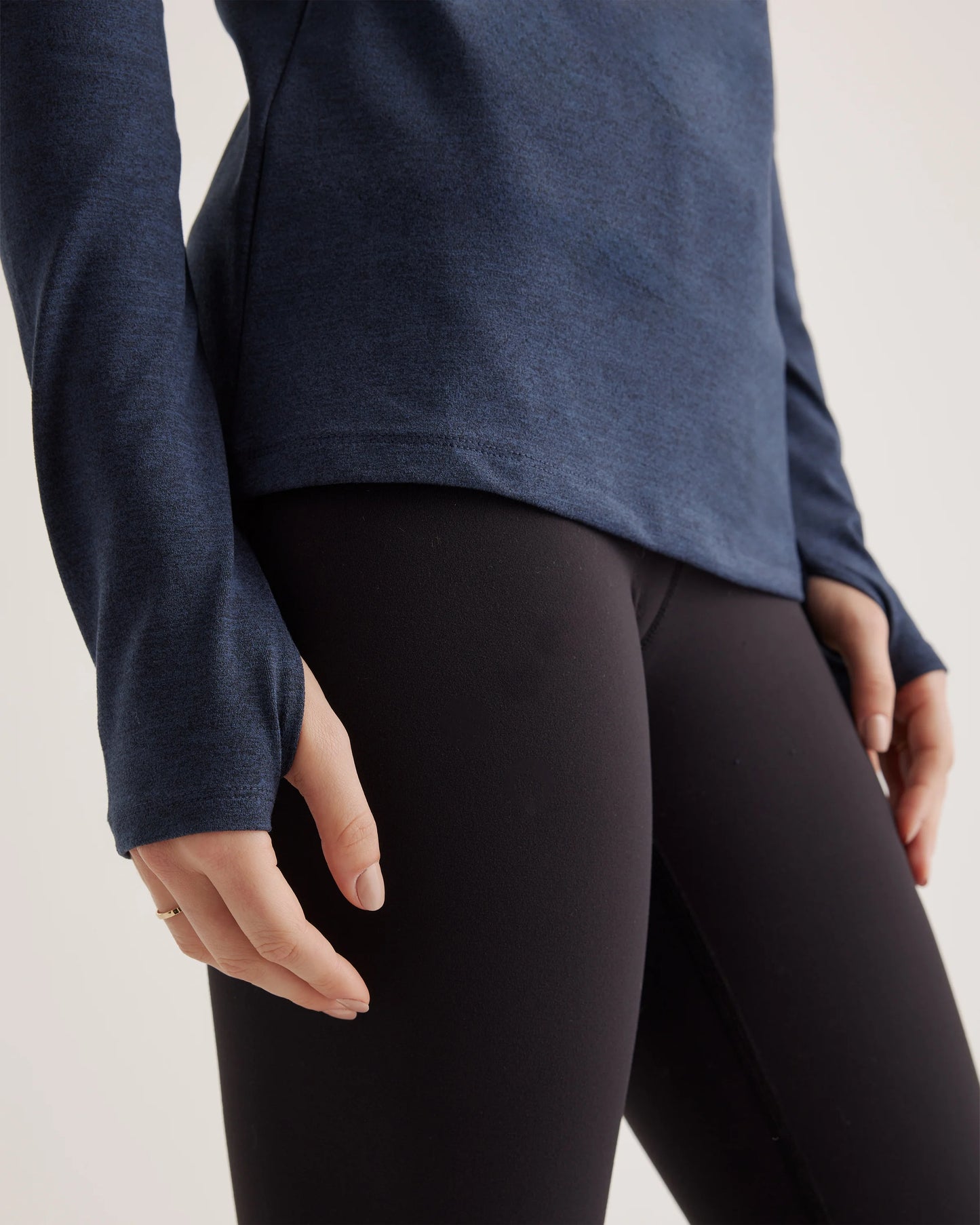 Ultra-Soft Fitted Long Sleeve Top - XS / Heather Navy
