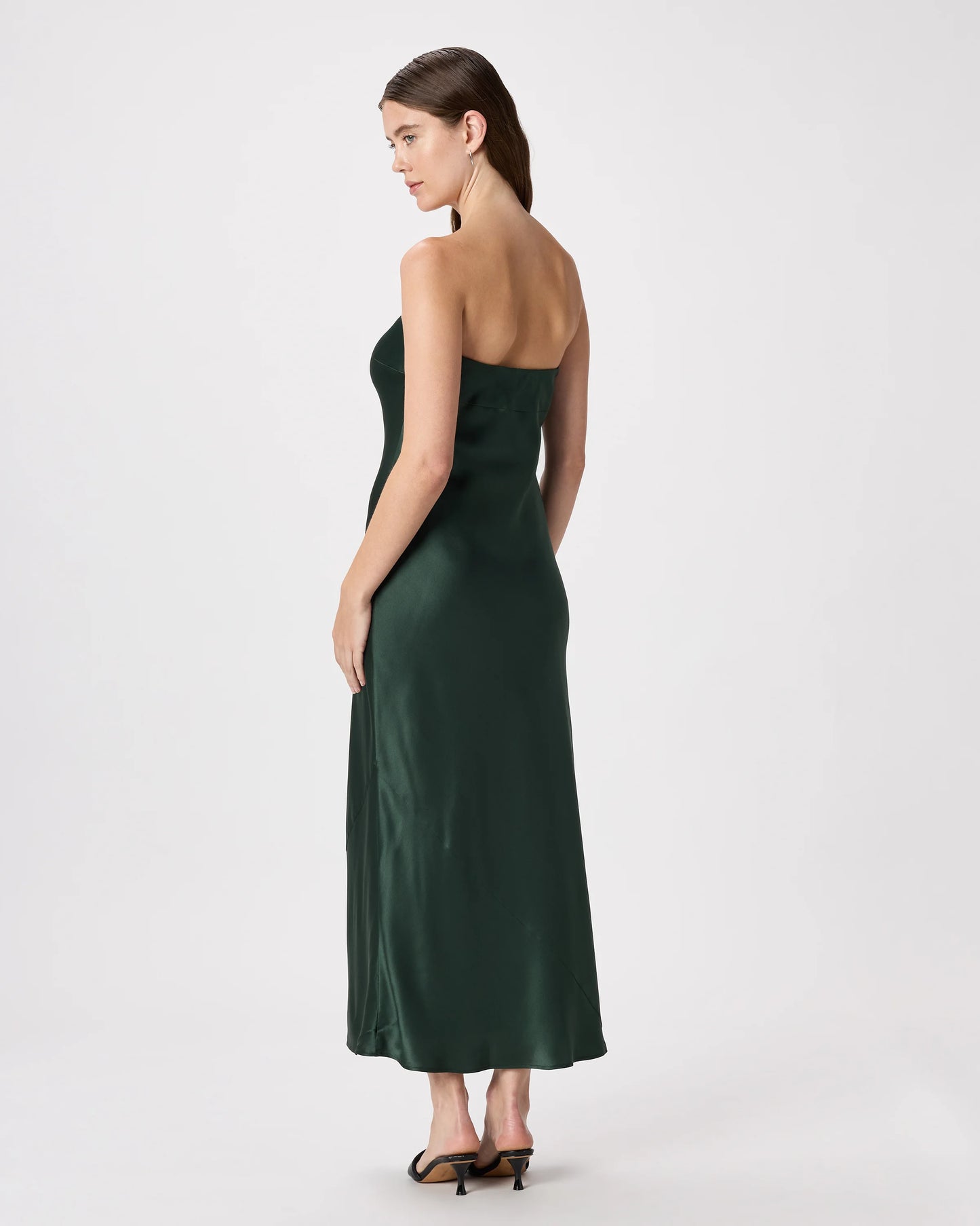 100% Washable Silk Strapless Midi Dress - XS / Hot Fudge