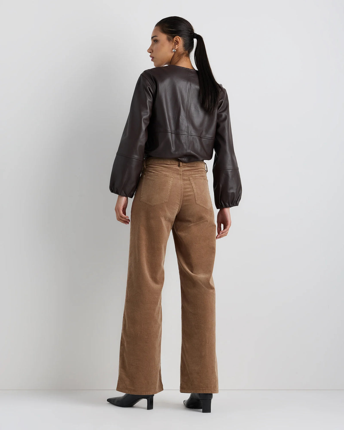 Organic Stretch Corduroy Wide Leg Pants - 0 / Black