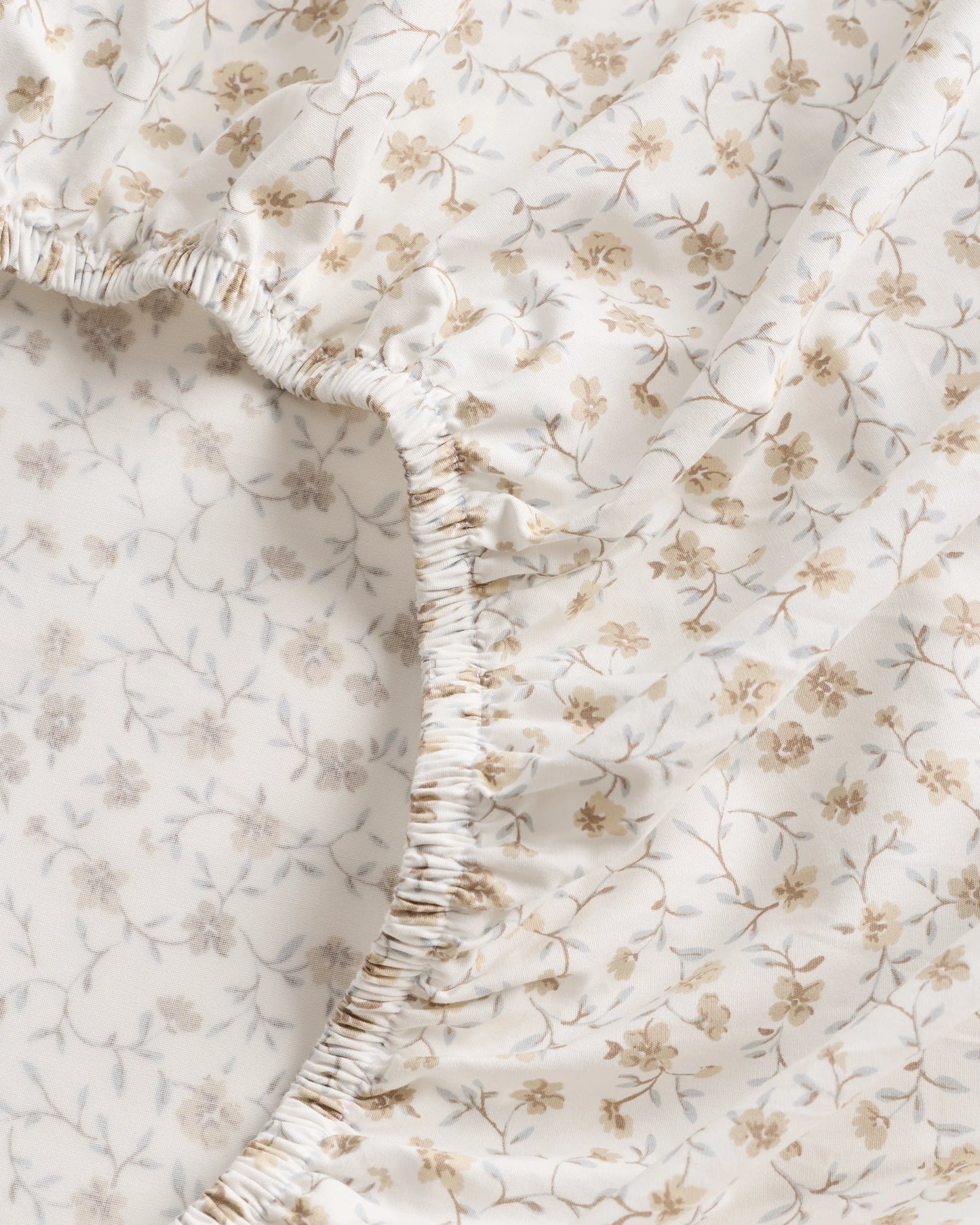 Organic Crisp Percale Floral Fitted Sheet Set - Twin / Toffee Florette