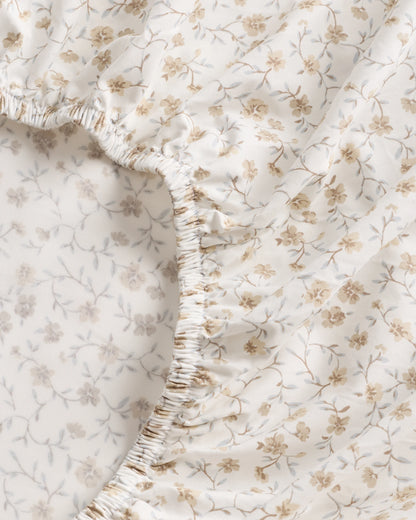 Organic Crisp Percale Floral Fitted Sheet Set - Twin / Toffee Florette