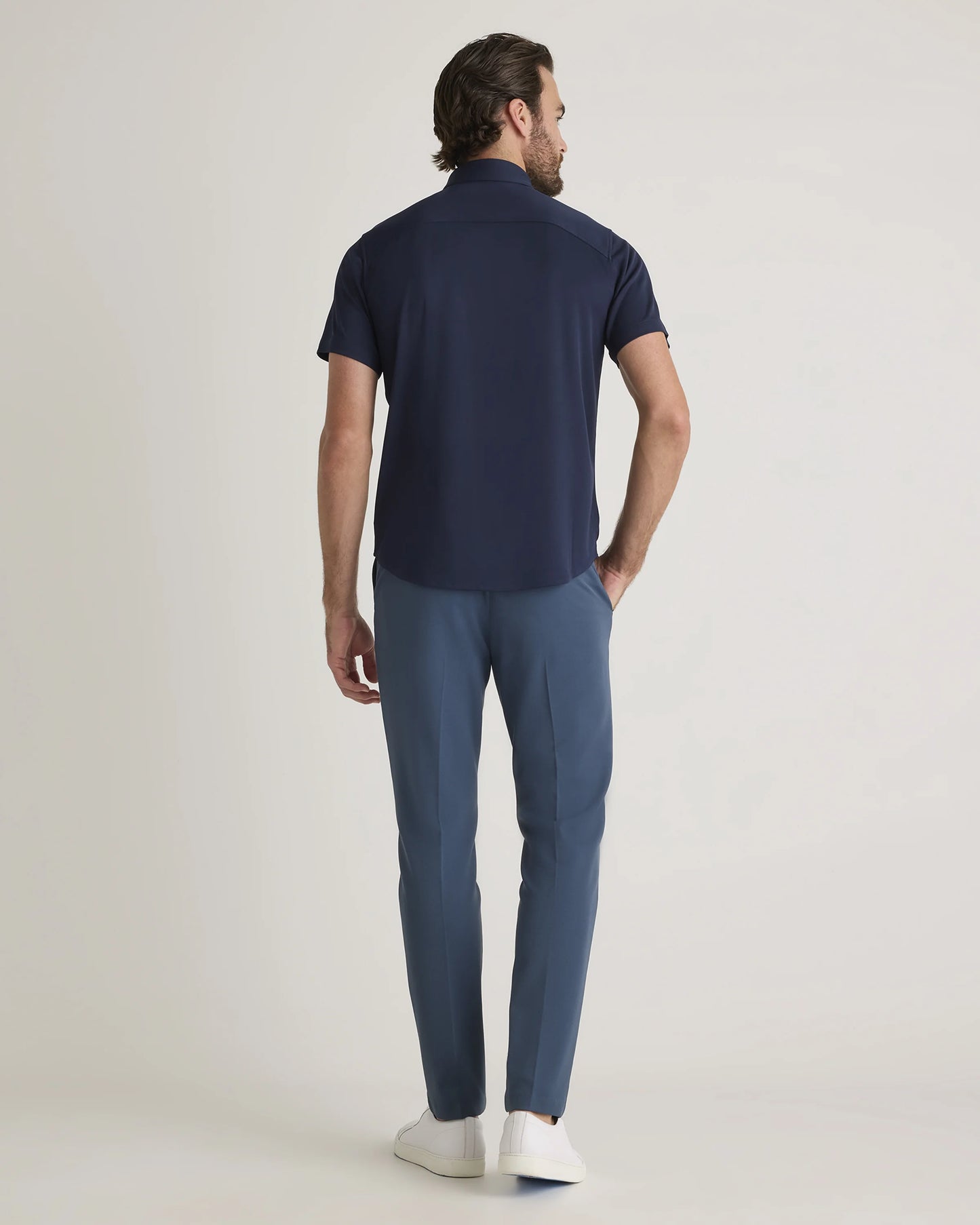 Commuter Stretch Pique Short Sleeve Button Down - S / Black