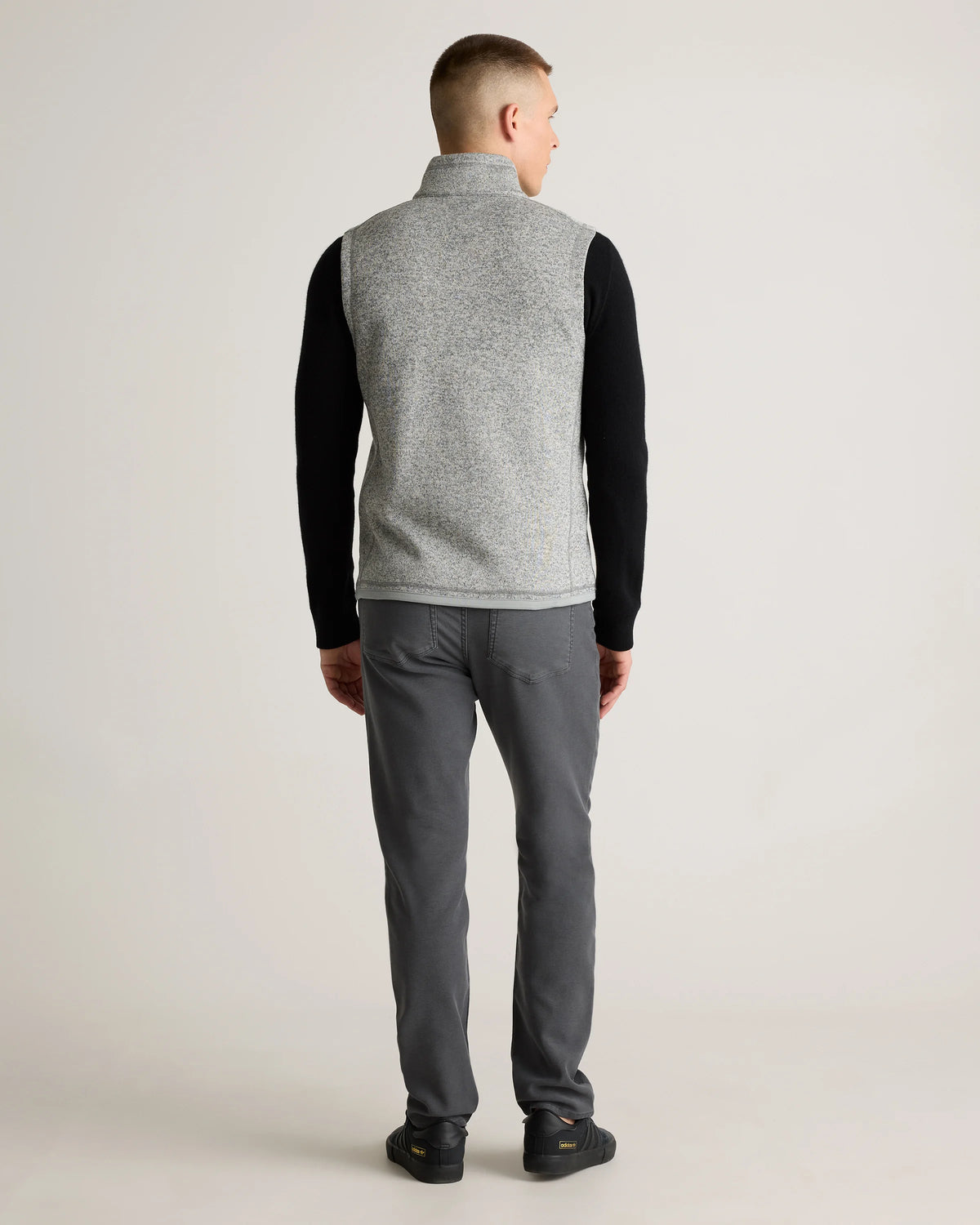 Sweater-Knit Fleece Full-Zip Vest - S / Heather Mineral Green