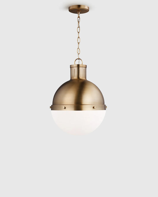 Industrial Shaded Globe Pendant - 13" / Brass