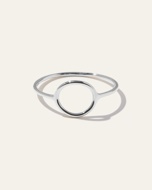 14K Gold Circle Ring - 4 / White Gold