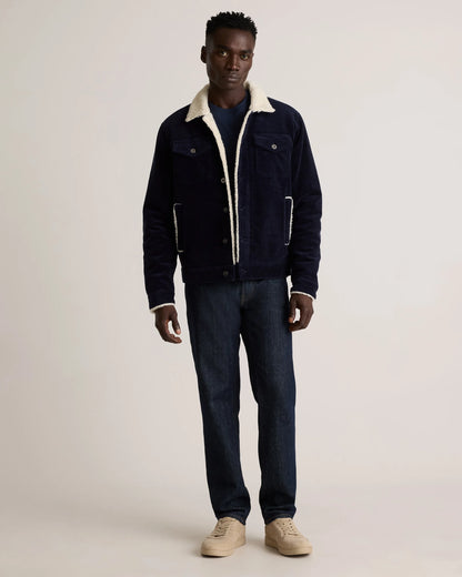 Organic Stretch Corduroy Sherpa-Lined Trucker Jacket - S / Espresso