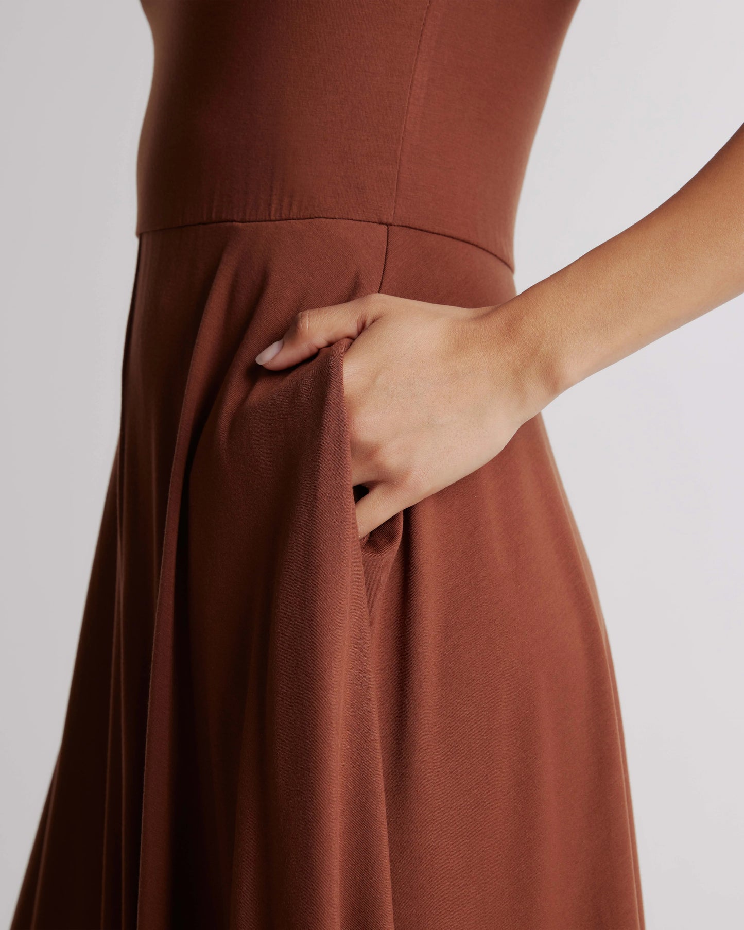 Tencel Jersey Fit & Flare Dress - XS / Dark Olive