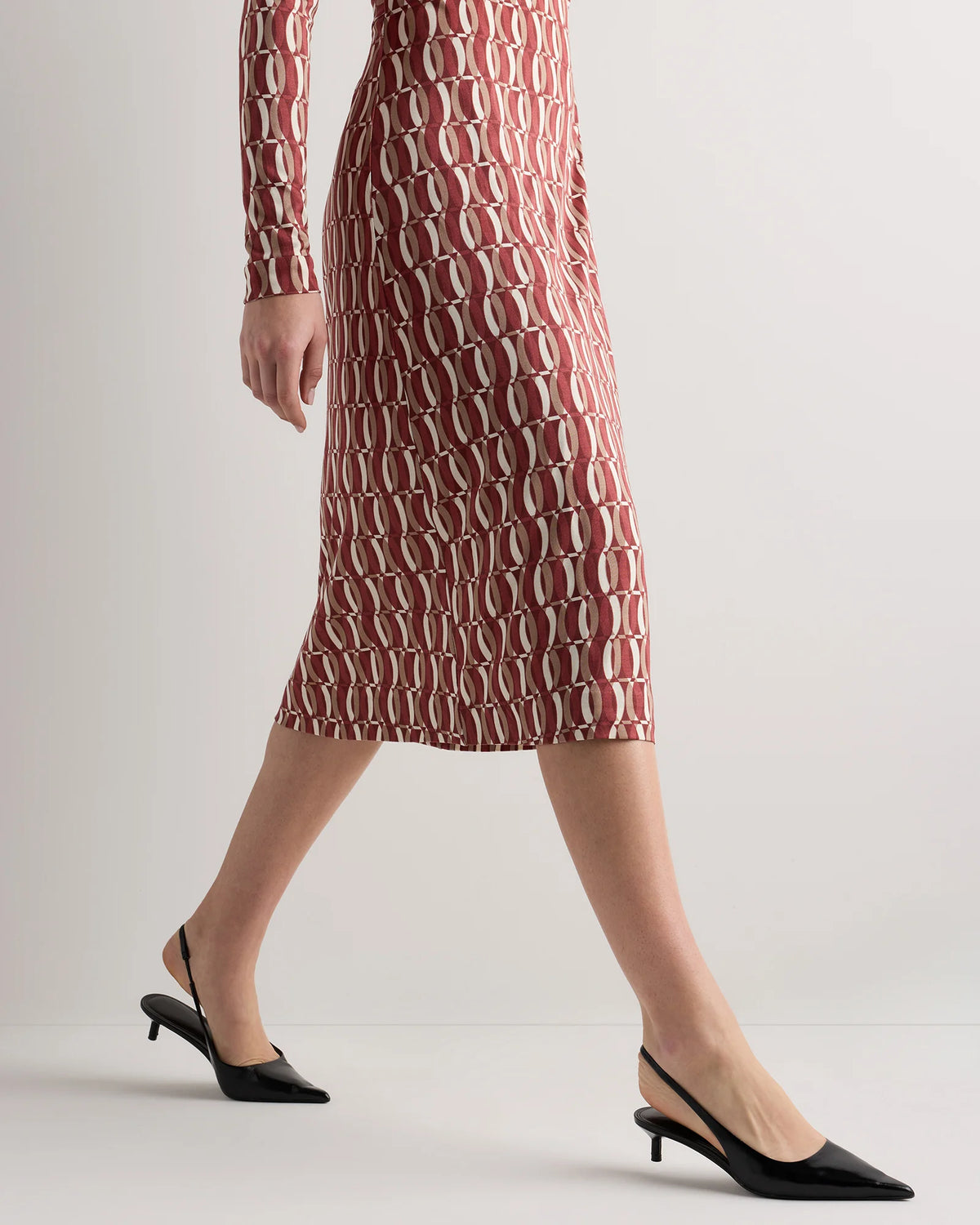 100% Silk Jersey Midi Wrap Dress - XS / Crimson Prism