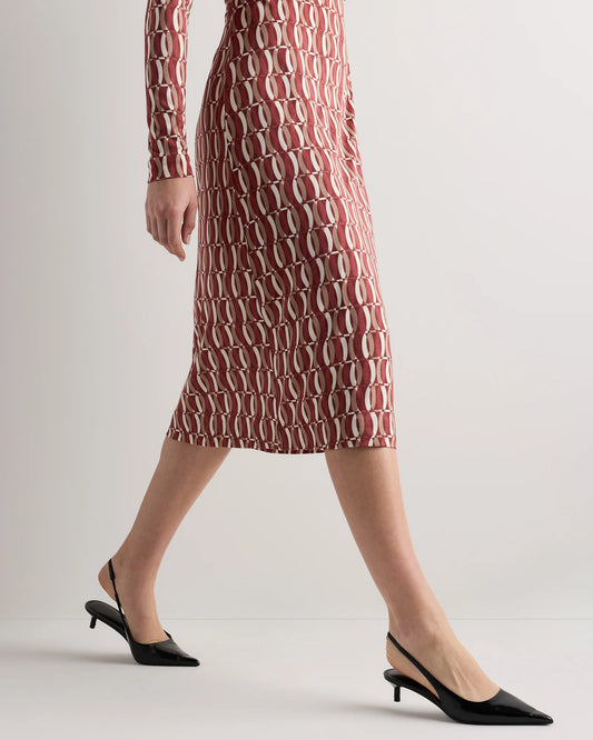 100% Silk Jersey Midi Wrap Dress - XS / Crimson Prism