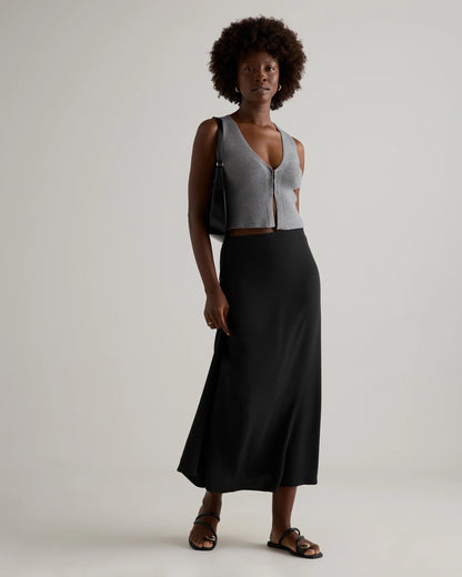 Lightweight Crepe Slip Skirt - XS / Moonstone Blue
