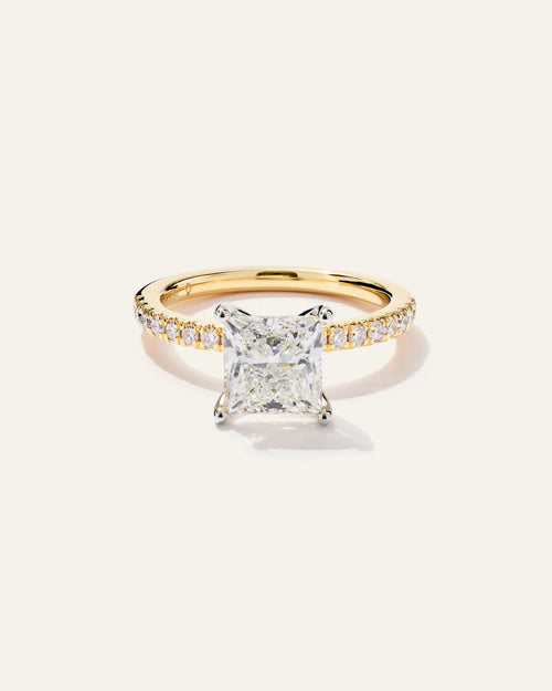 Lab Grown Diamond Princess Petite Pave Engagement Ring - 2.5ct - 4 / Yellow Gold
