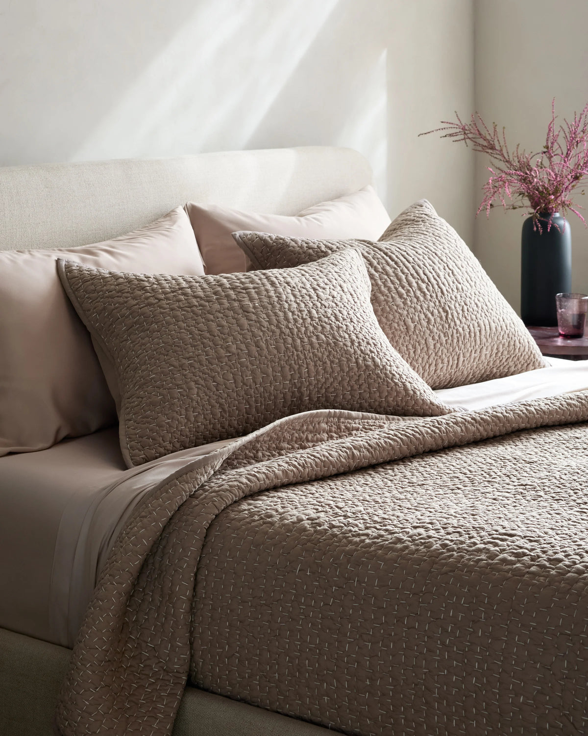 Organic Cotton Hand Stitched Quilt - Twin / Stone