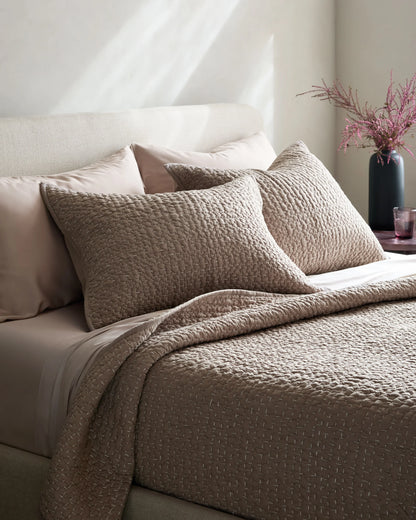 Organic Cotton Hand Stitched Quilt - Twin / Stone