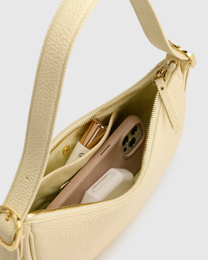 Italian Leather Mini Crescent Shoulder Bag - One Size / Espresso Brown