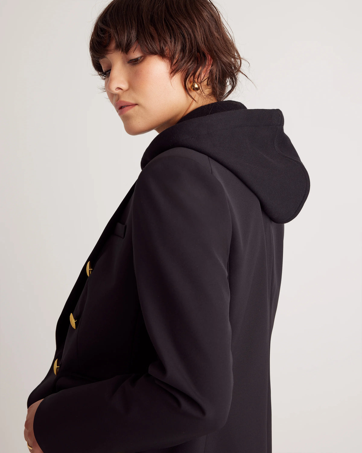 Organic Heavyweight Fleece Hoodie Blazer Insert - XS/S/M / Black