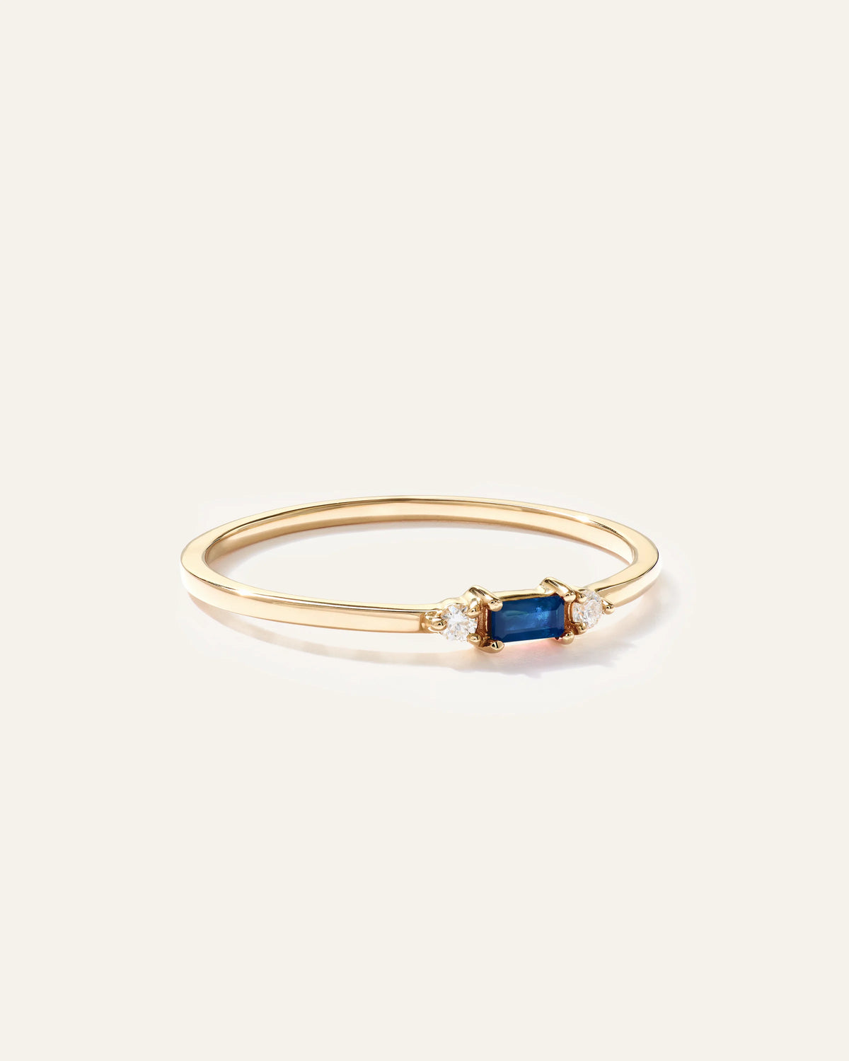 14k Gold Baguette Gemstone with Diamonds Ring - 4 / Blue Sapphire