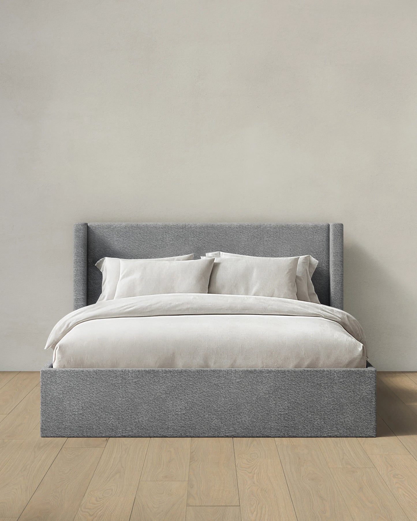 Plush Boucle Wingback Bed - Full / Ivory