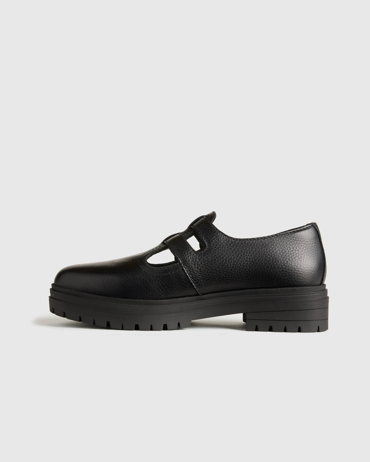 Italian Leather Lug Sole Mary Jane - 5 / Black