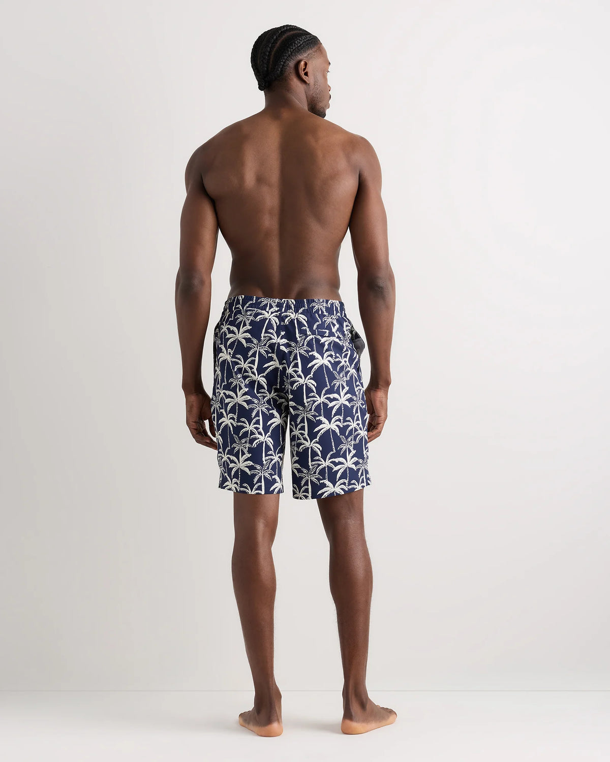 Italian Swim Trunks - 9" - S / Navy Palms