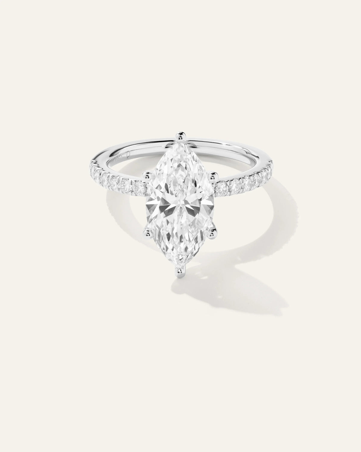 Lab Grown Diamond Marquise Petite Pave Engagement Ring - 3ct - 4 / Yellow Gold