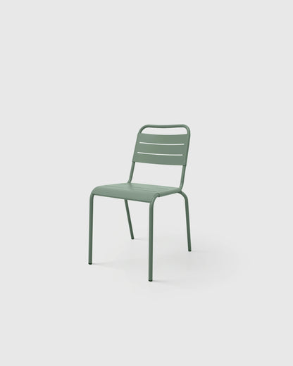 Powder-Coated Aluminum Outdoor Stacking Side Chair (Set of 2) - Set of 2 / Sage Green