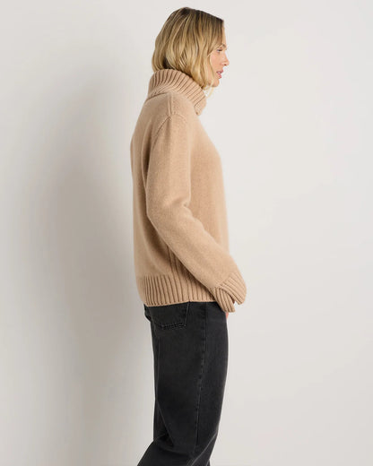 Luxe Baby Cashmere Quarter Zip Sweater - XS / Creamy Cortado