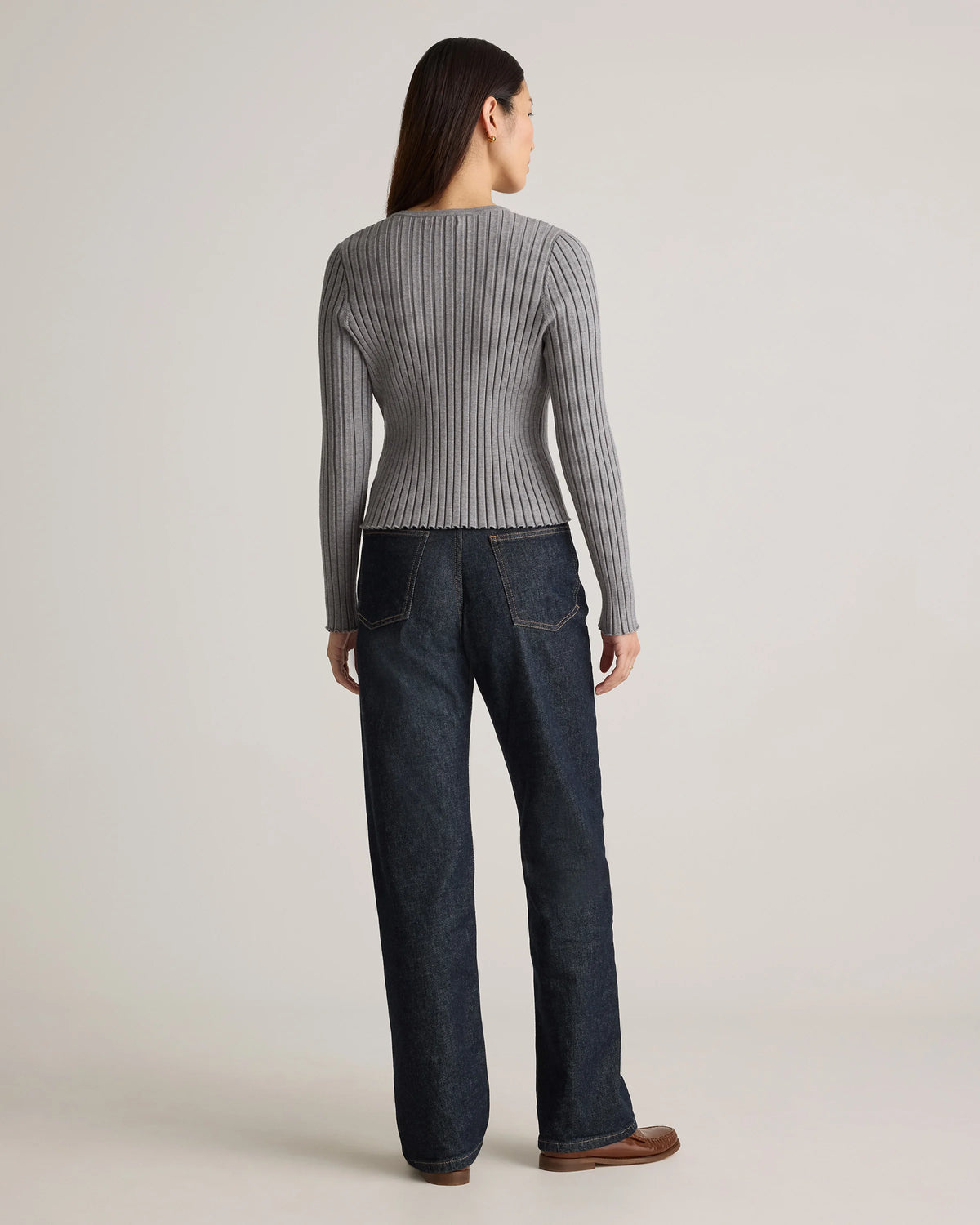 Eco-Knit Cropped Rib Cardigan - XS / Warm Taupe