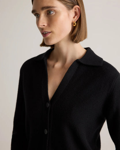 Mongolian Cashmere Collared Cardigan - XS / Heather Charcoal