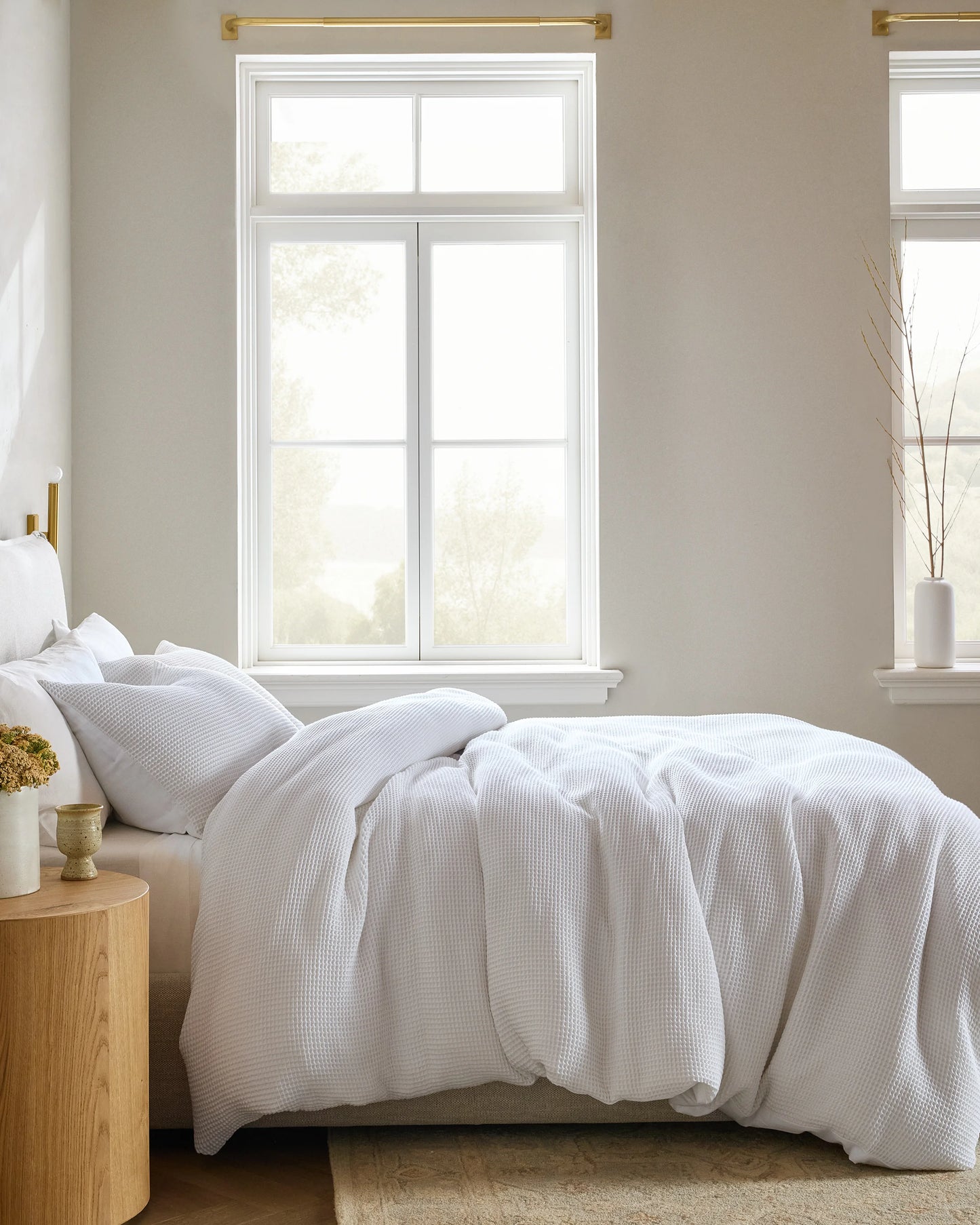 Organic Waffle Duvet Cover - Twin / White