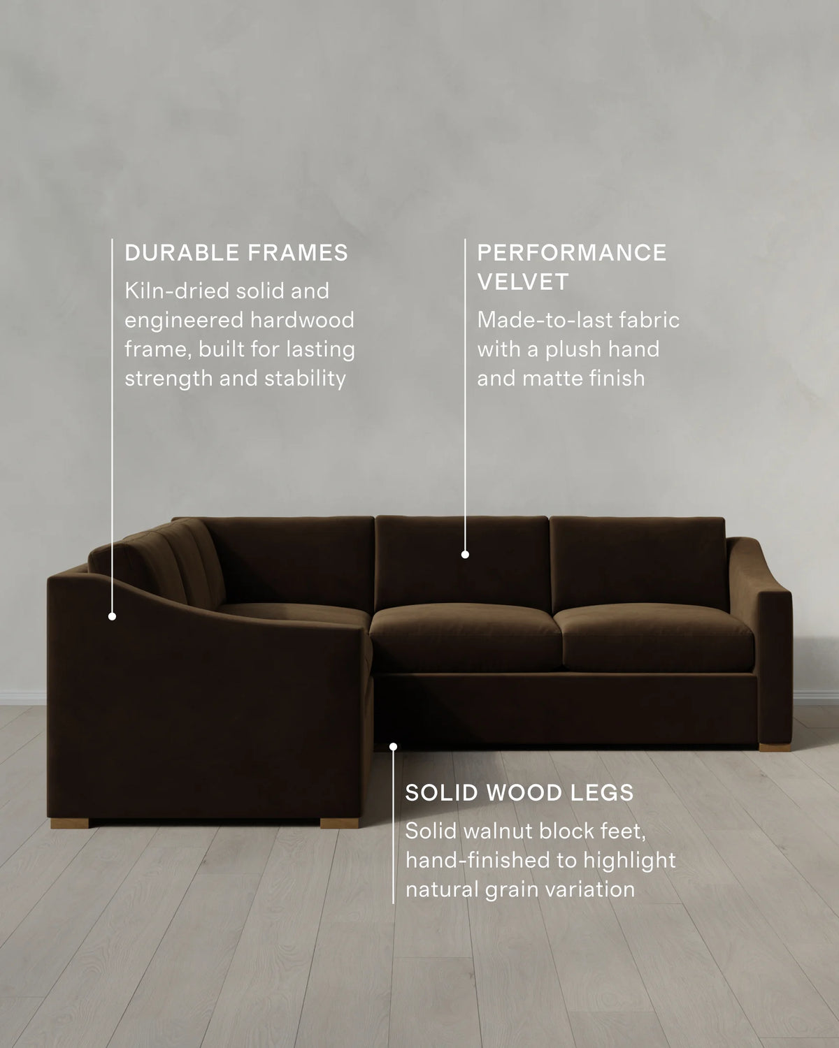 Hollis Slope Arm L Sectional in Performance Velvet - 110x110 / Gunmetal