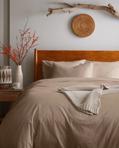 Organic Brushed Cotton Duvet Cover Set - Twin / Toffee