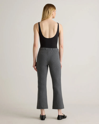 Organic Cotton Double Knit Kick Flare Pants - XS / Heather Charcoal Grey