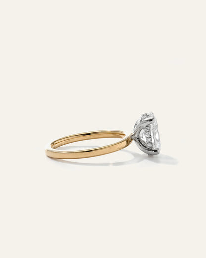 Lab Grown Diamond Oval Petite Hidden Halo Engagement Ring - 2ct - 4 / Yellow Gold