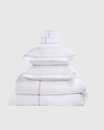 Organic Crisp Percale Deluxe Bedding Bundle - Twin / White
