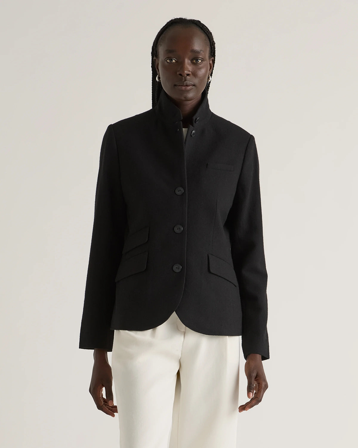 Italian Wool Stand Collar Blazer - XS / Warm Camel