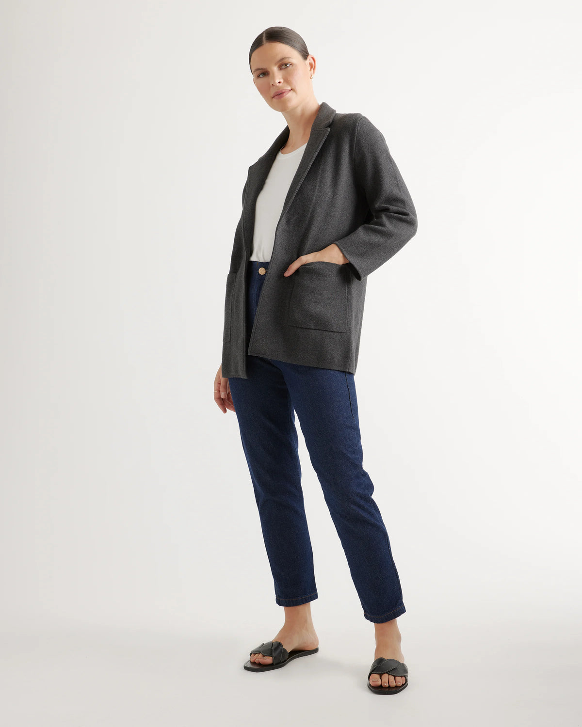 100% Organic Cotton Knit Blazer - XS / Heather Dove Grey