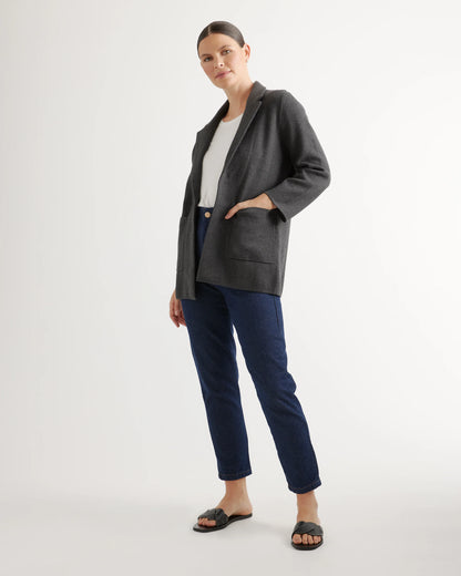 100% Organic Cotton Knit Blazer - XS / Heather Dove Grey