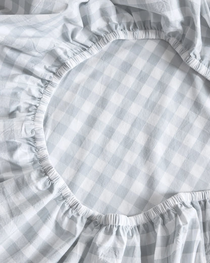 Organic Percale Gingham Crib Sheet 2-Pack - One Size / Blue Fog