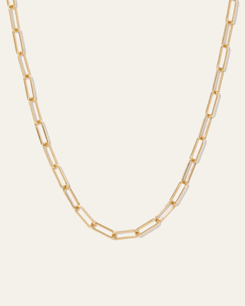 14K Gold Paperclip Chain Necklace - 2.7mm - 16" / Yellow Gold