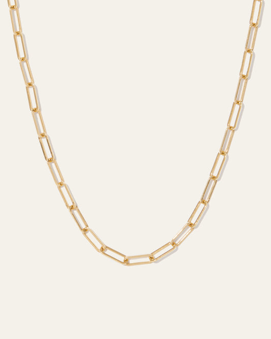 14K Gold Paperclip Chain Necklace - 2.7mm - 16" / Yellow Gold