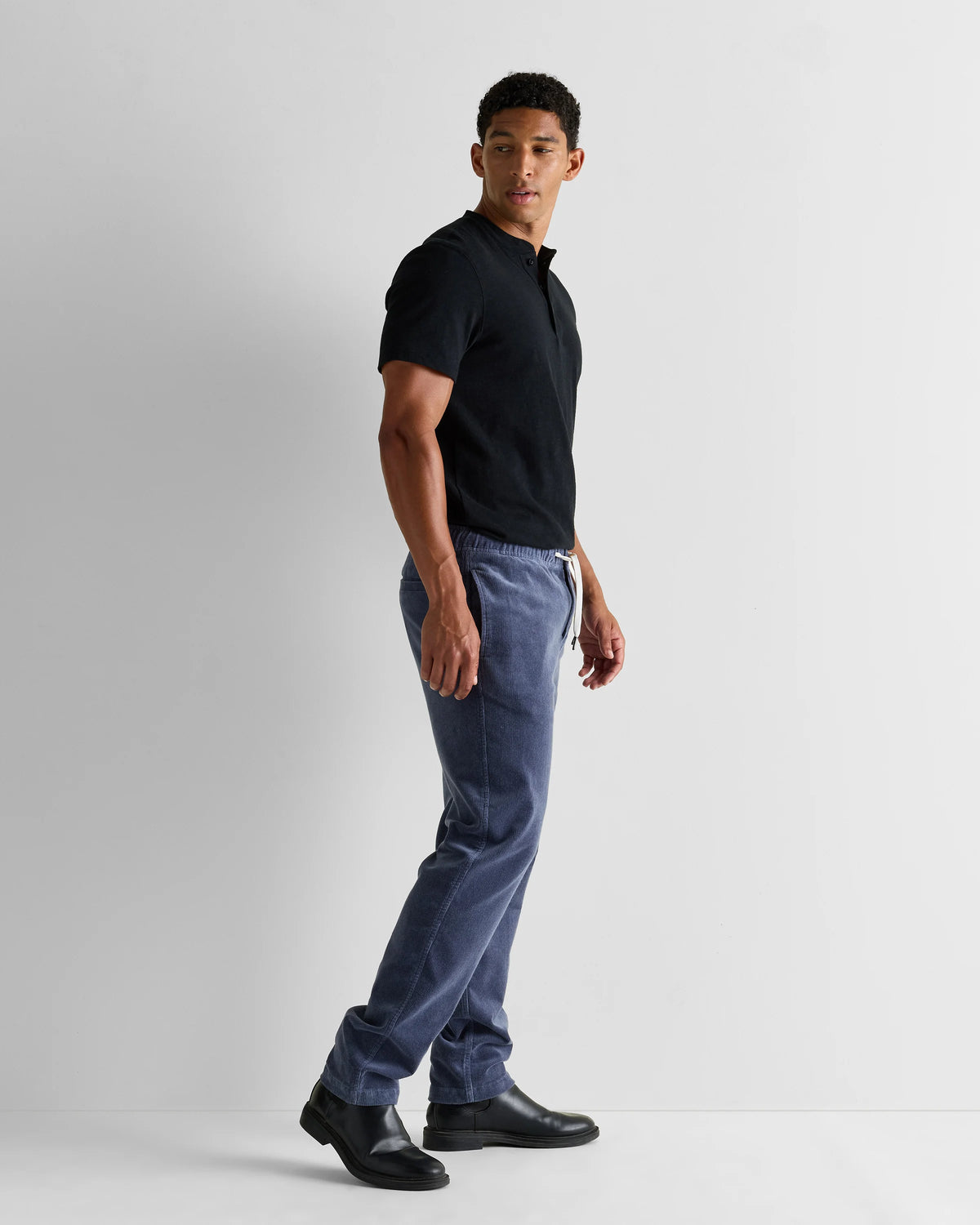 Organic Stretch Corduroy Drawstring Trousers - S / Storm Blue