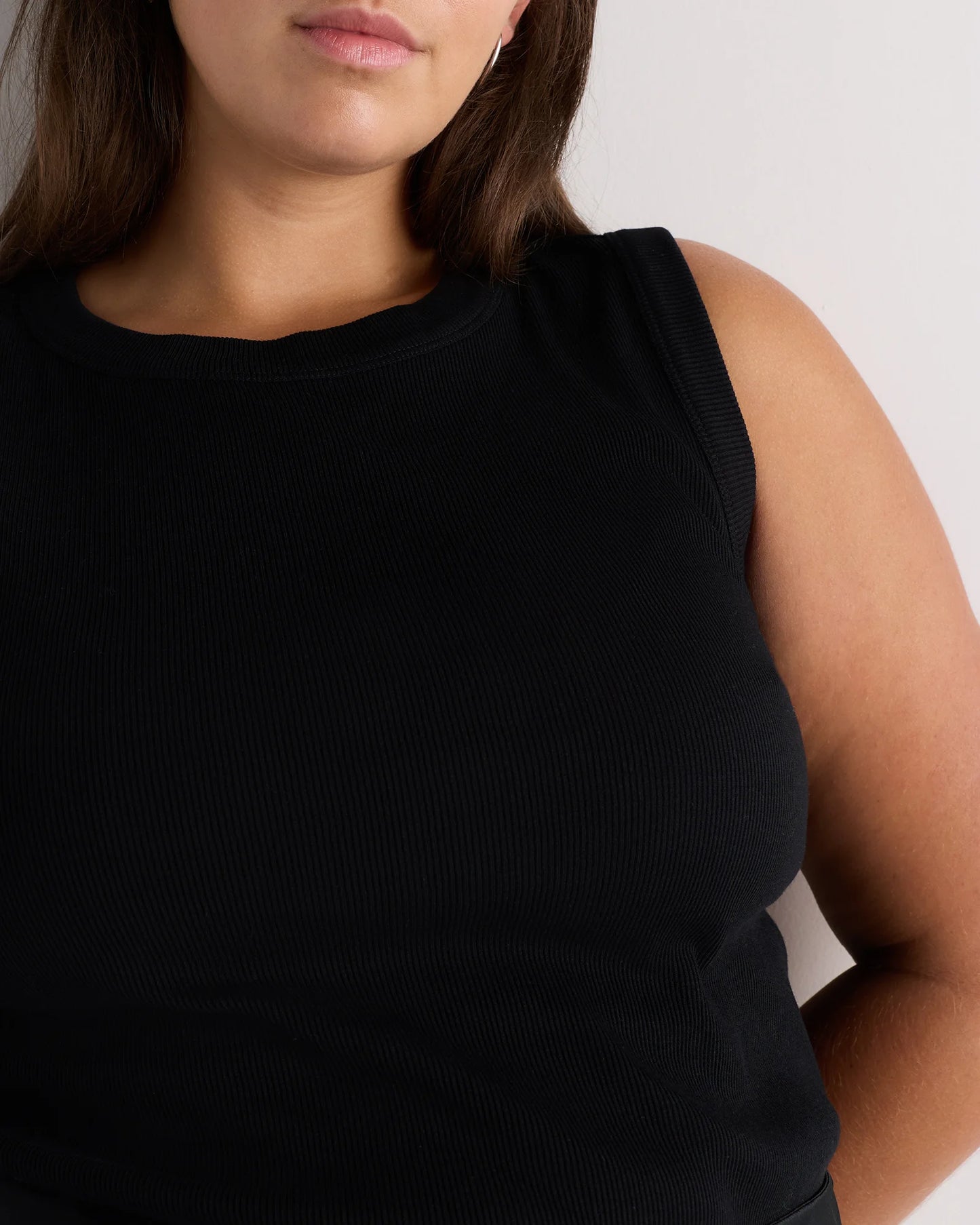 Organic Cotton Micro-Rib Cutaway Tank - 1X / Black