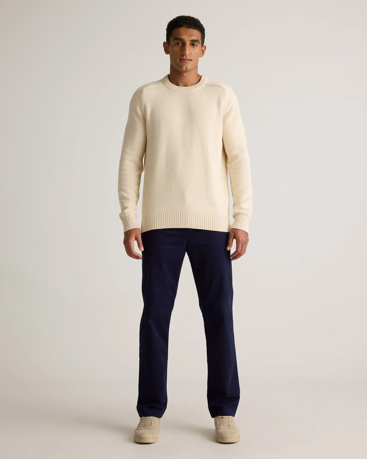 100% Organic Cotton Crewneck Sweater - S / Speckled Beige