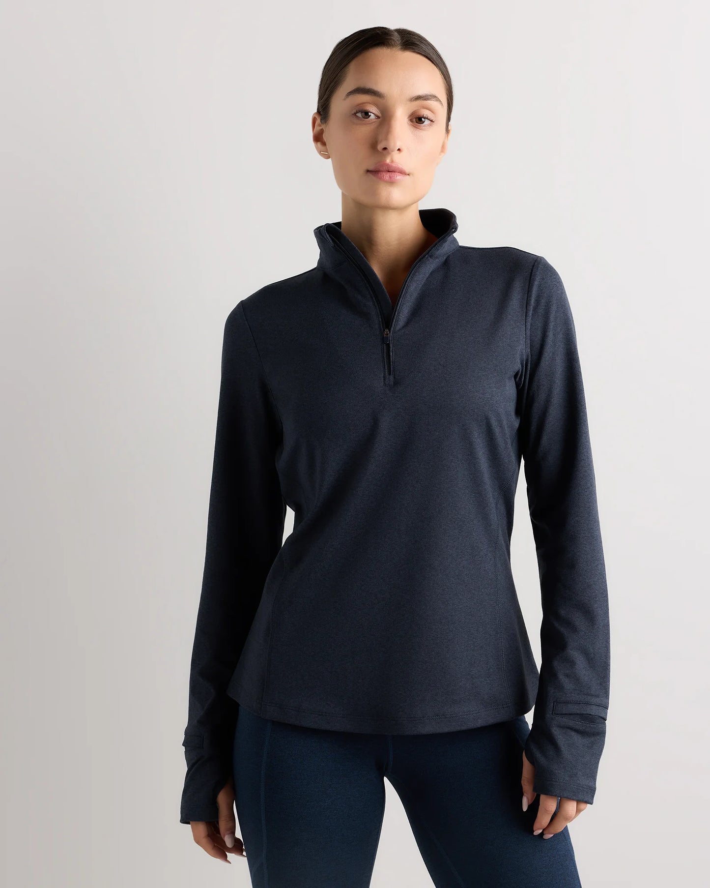 Flowknit Quarter-Zip Pullover - XS / Heather Deep Navy