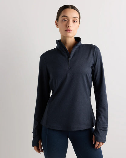 Flowknit Quarter-Zip Pullover - XS / Heather Deep Navy