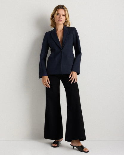 Ultra-Stretch Ponte Single-Breasted Blazer - XS / Espresso