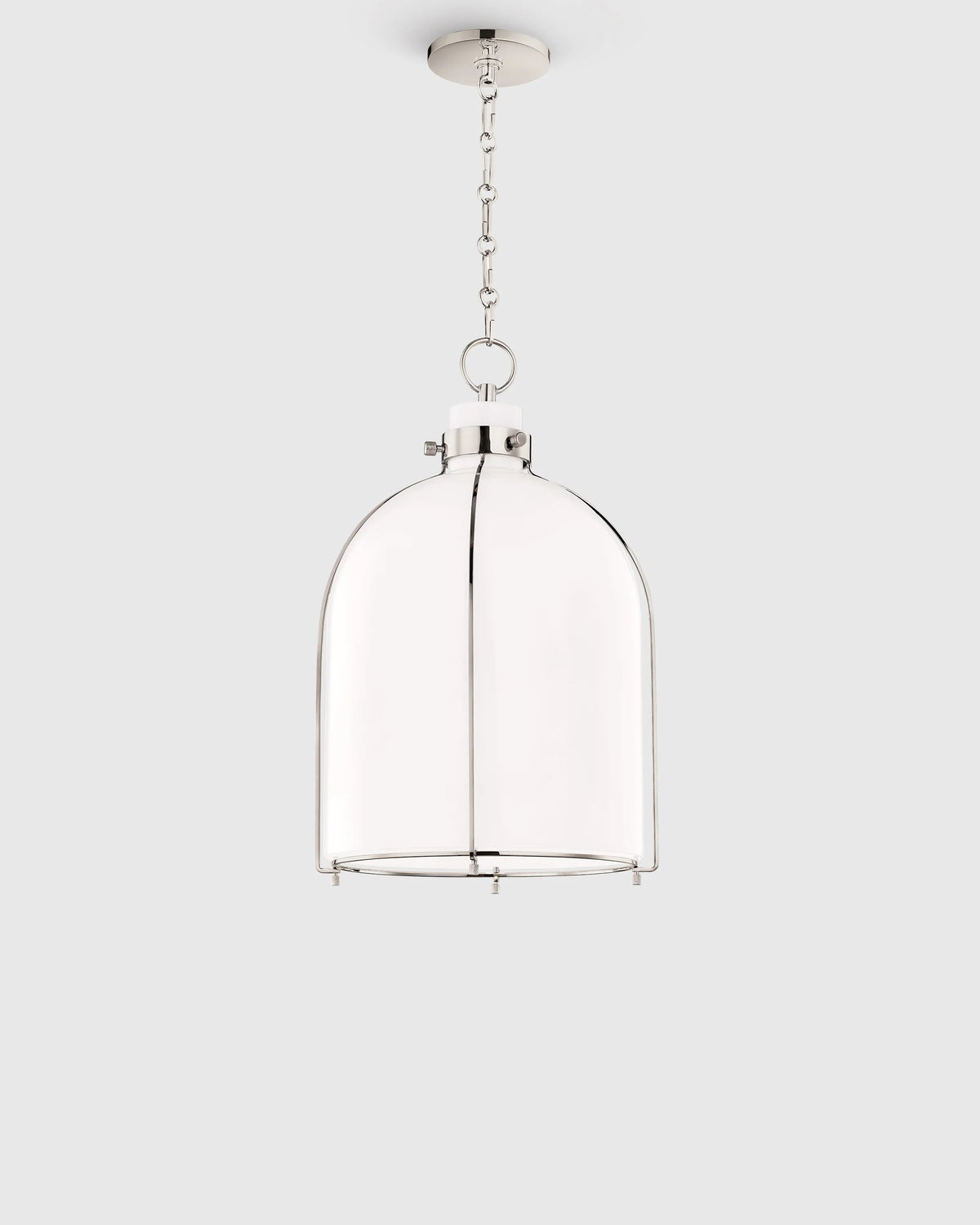 Iron and Opal Glass Bell Pendant Light - One Size / Brass