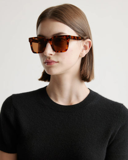 Riley Polarized Acetate Sunglasses - One Size / White Tortoise with Grey Lens
